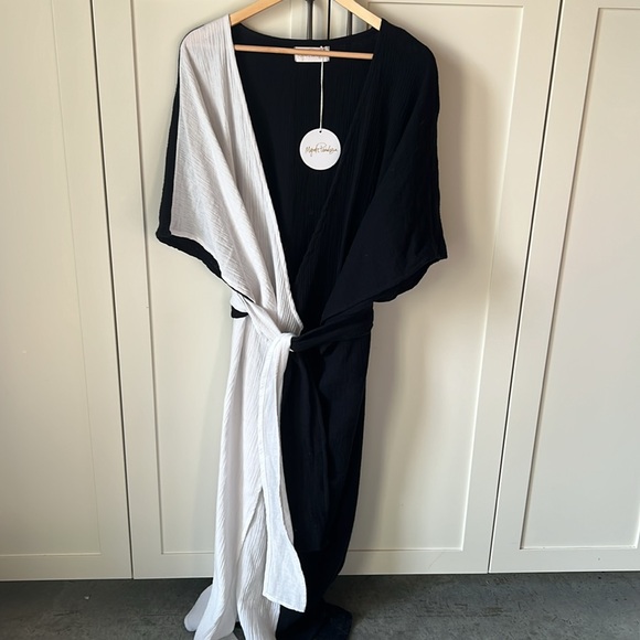 NWT Myrah Penaloza Sari Dress Blk Wht Cotton - Picture 3 of 6